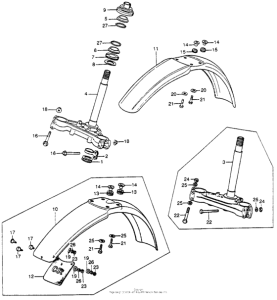 CR250 Steering stem + front fender