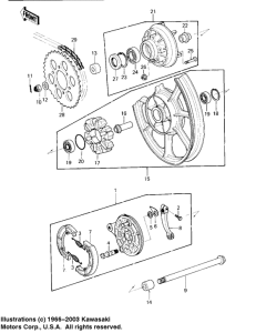 KZ750 LTD Rear wheel / hub / brake / chain