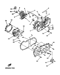 YW100T Картер двигателя