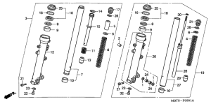 XL1000V (ABS) Вилка передней оси