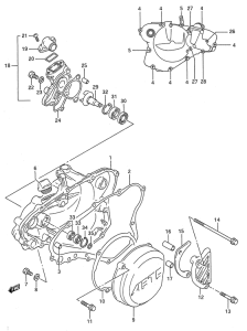 RM125 Crankcase cover- water pump