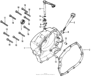 XL100 Right crankcase cover + clutch lever 76