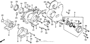VF1000F Left crankcase cover + water pump