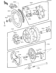 KL250 Rear hub / brake / chain