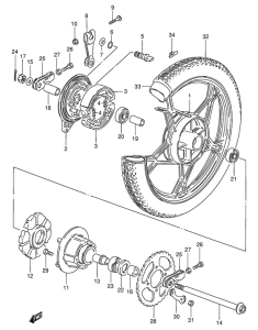 GN125 Rear wheel complete assy
