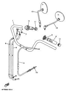 XV500 Steering handle. cable