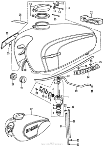 CB350 Fuel tank + fuel valve k4
