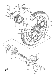 GN250 Rear wheel complete assy