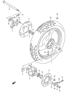 RG125 Rear wheel complete assy