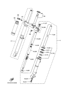 TW225E Front fork assy(ur silv