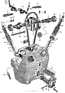 CB72 Camshaft + valve + cam chain