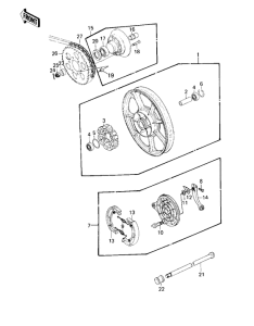 KZ550 Rear wheel / hub / brake / chain