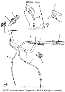 XS650G Руль -тросы