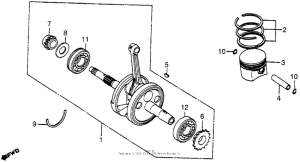 XR500 Коленчатый вал и поршни