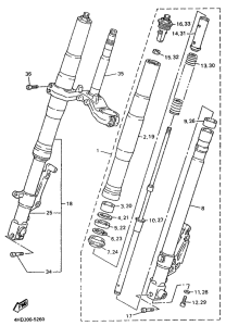 YZF750R Передняя вилка