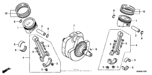 VTX1300C Коленчатый вал и поршни