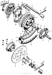 CT90 Rear wheel + brake panel