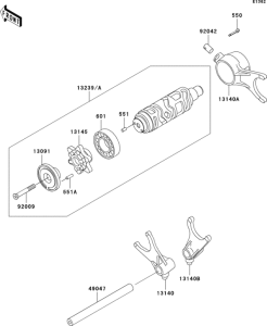 VN1500 Валы и вилки переключения передач