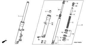 VT125 Вилка передней оси