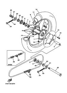 YZ125 YZ125M Rear wheel complete assy