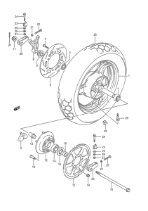 GSX1100 Rear wheel complete assy