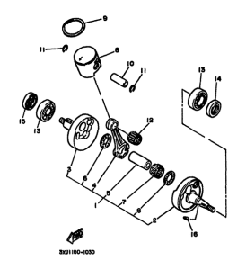 YZ125F Коленчатый вал и поршни