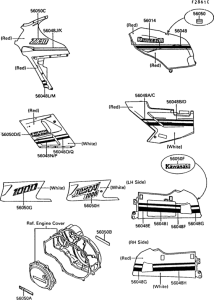 ZX1000 Decals(1 / 2)(red / white)(zx1000-b2)