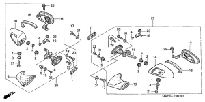 CBR1100XX Mirror assy