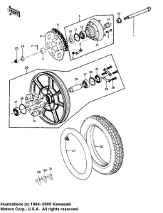 KZ1000 Rear wheel / hub / tire / chain