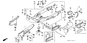 XR600R Rear fork / chain case