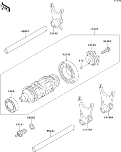 ZX636 Валы и вилки переключения передач