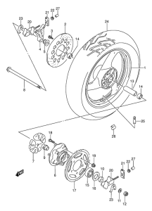 GS500 Rear wheel complete assy