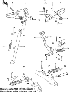 KL250 Footrests / stand / brake pedal