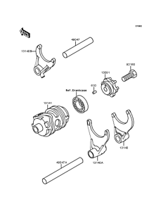  Gear change drum & forks