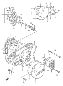 RM125 Crankcase cover- water pump