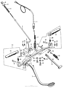 CT70 Brake pedal + side stand + step