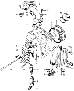 CT70 Cylinder head cover + inletpipe + spark plug