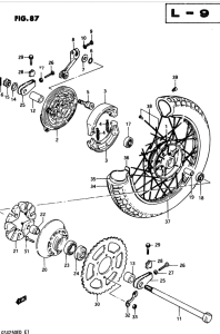 GSX250 Rear wheel complete assy
