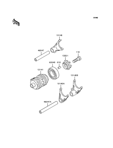  Gear change drum & forks