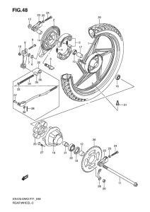 EN125 Rear wheel complete assy
