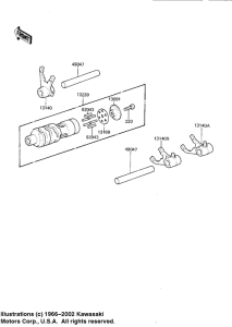 KDX175 Gear change drum & forks