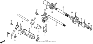 XL100S Gearshift drum + gearshift fork + kick starter spi...