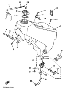 YZ125B Топливный бак