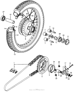 CB400 Rear wheel + driven sprocket