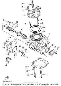 YZ250U Цилиндр и головка цилиндра