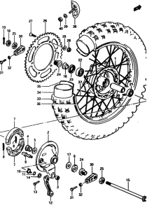 RM500 Rear wheel complete assy