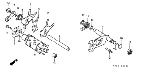 XLX350 Shift drum / shift fork