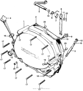 SL125 Right crankcase cover + clutch lever