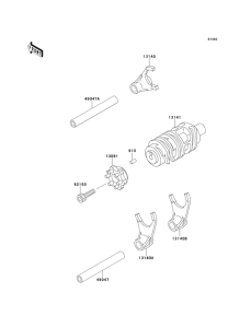 KLX300R Валы и вилки переключения передач
