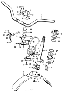 SL90 Handle + steering stem + front fender